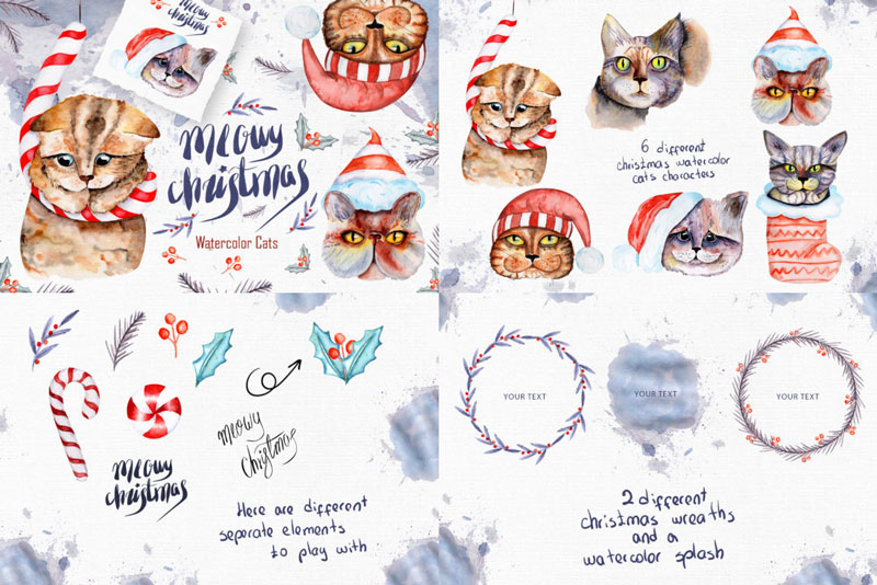 Meowy-Christmas-Watercolor