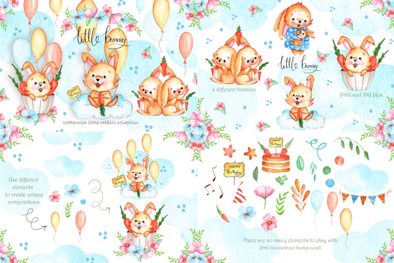 Watercolor-Little-Bunnies-Illustrations
