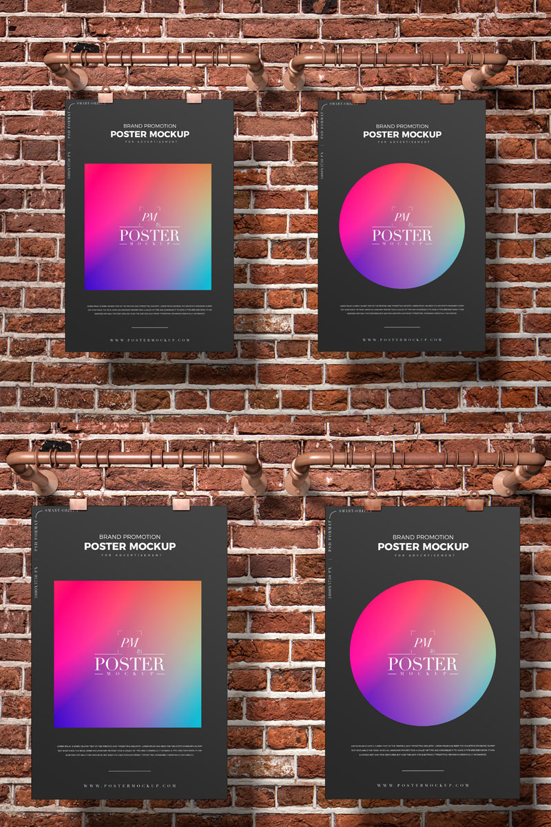 Free-Bricks-Wall-Hanging-Poster-Mockup