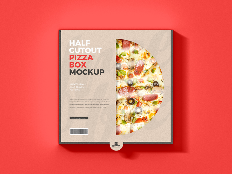 Free Top View Pizza Box Mockup