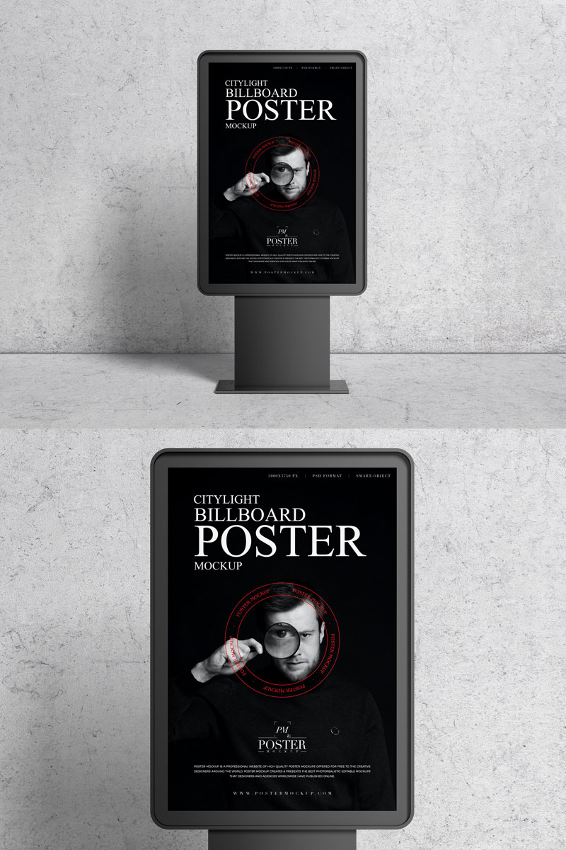 Free-Citylight-Stand-Poster-Mockup