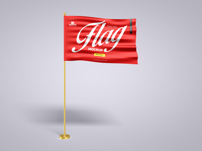 Free-Pole-With-Flag-Mockup