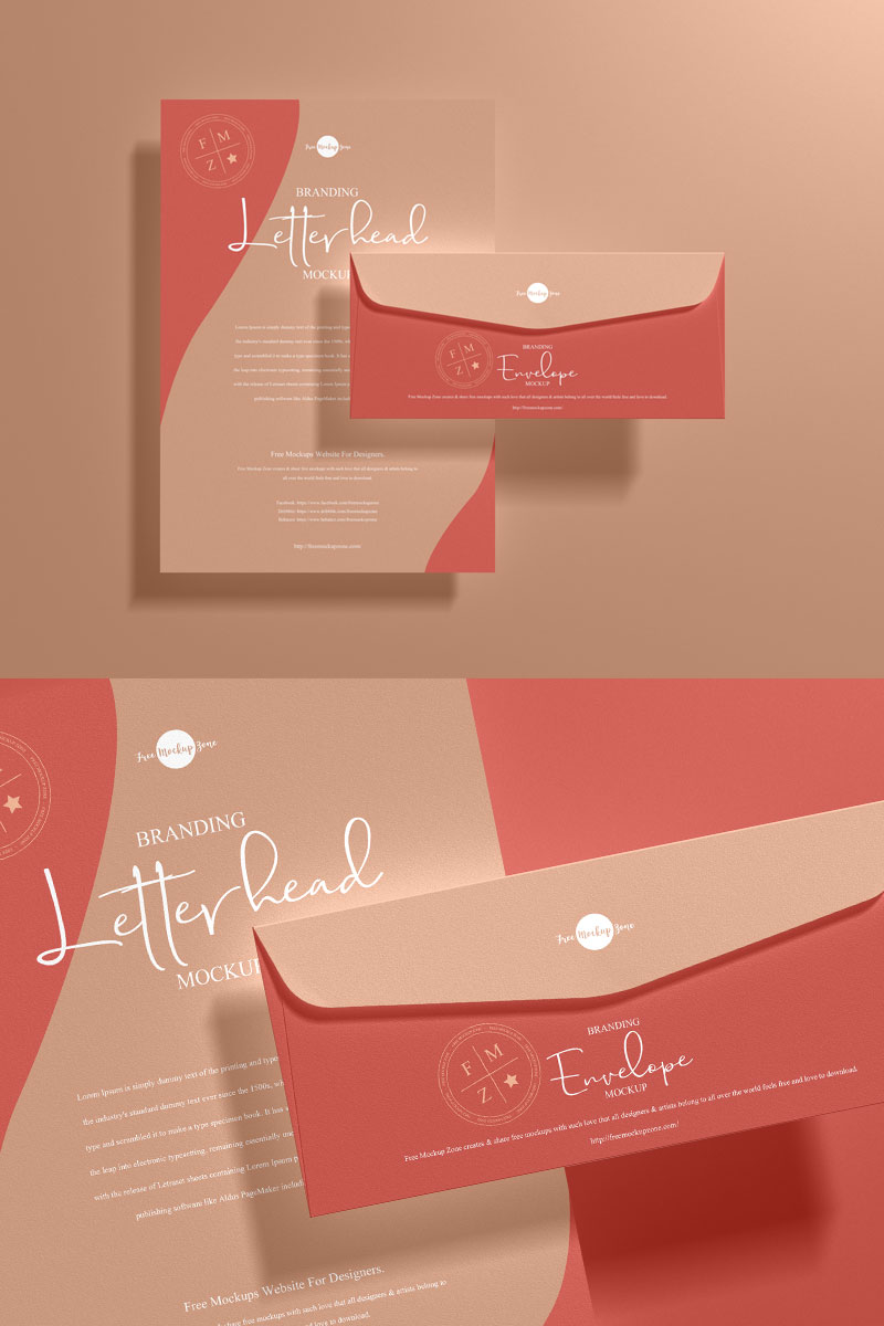 Free-Branding-Envelope-With-Letterhead-Mockup