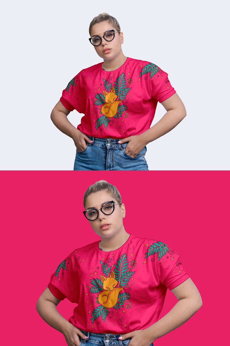 Free-Modern-Girl-Wearing-T-Shirt-Mockup-PSD