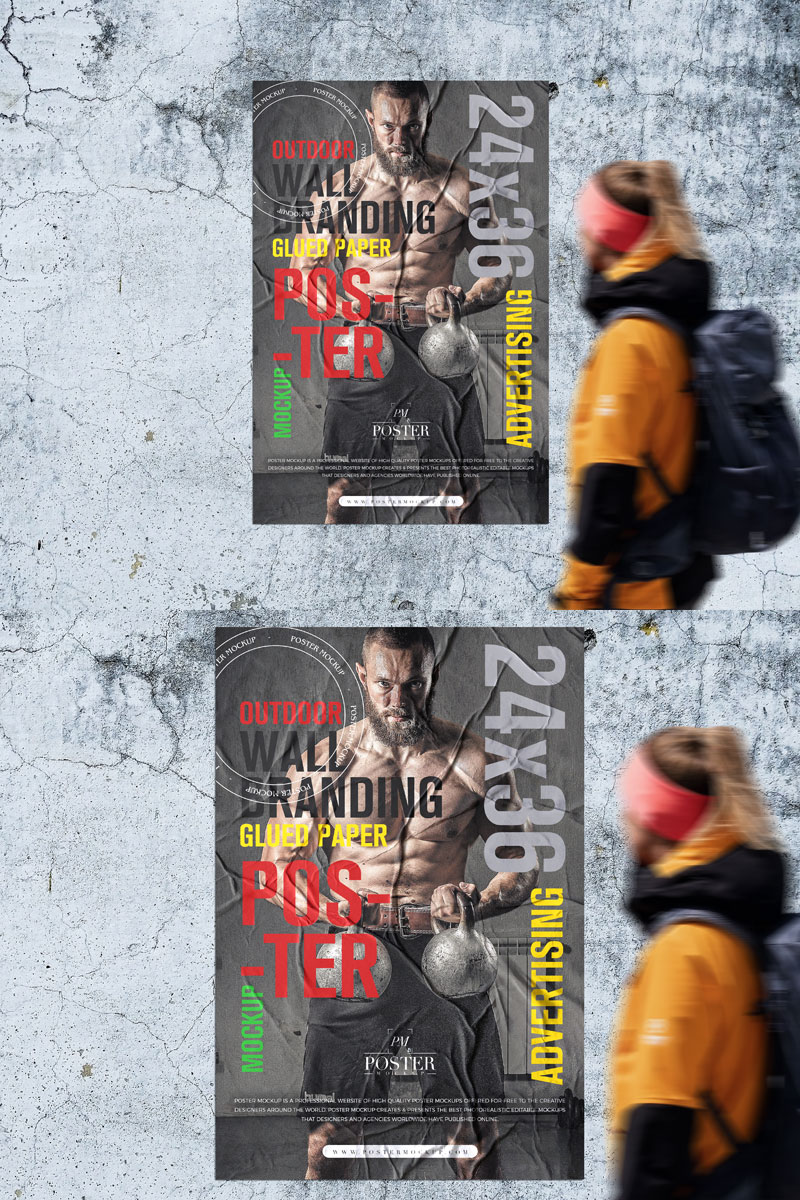 Free-Outdoor-Wall-Glued-Poster-Mockup