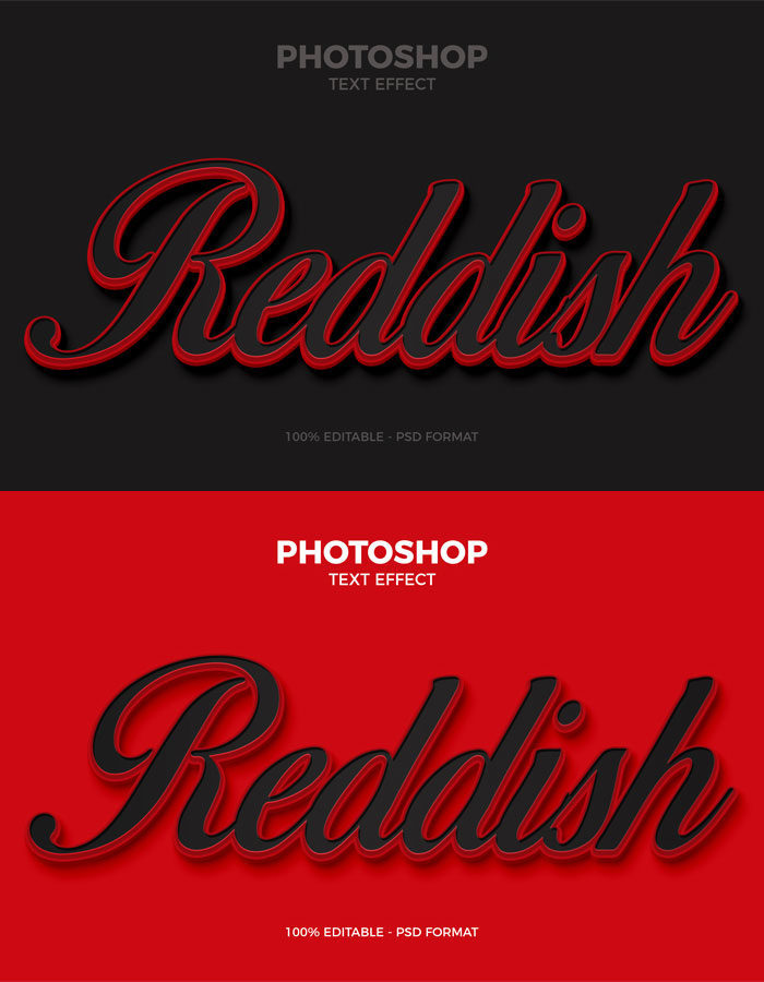 Premium PSD  Editable red text 3d effect photoshop red color