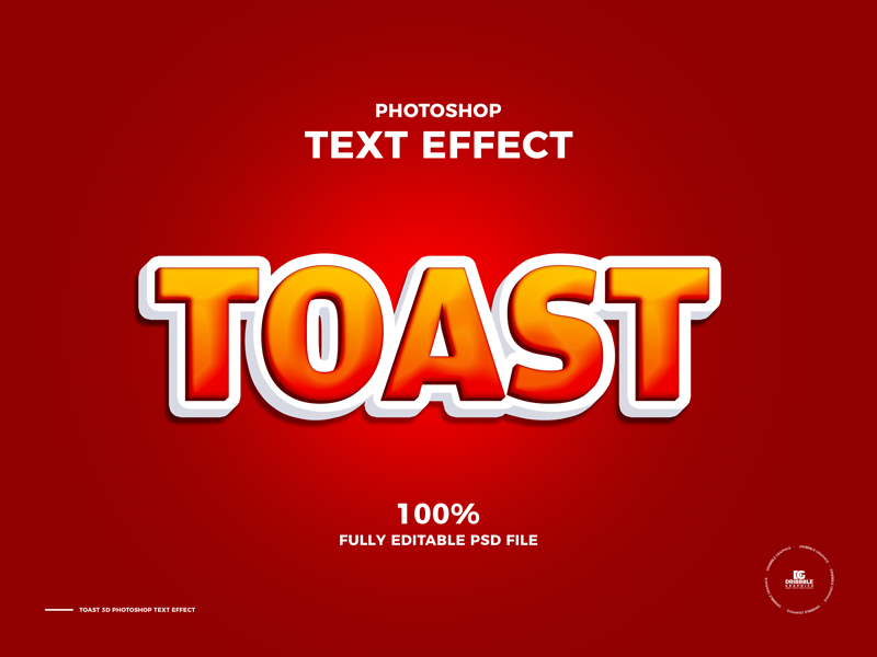 Free-Toast-Editable-3D-Photoshop-Text-Effect