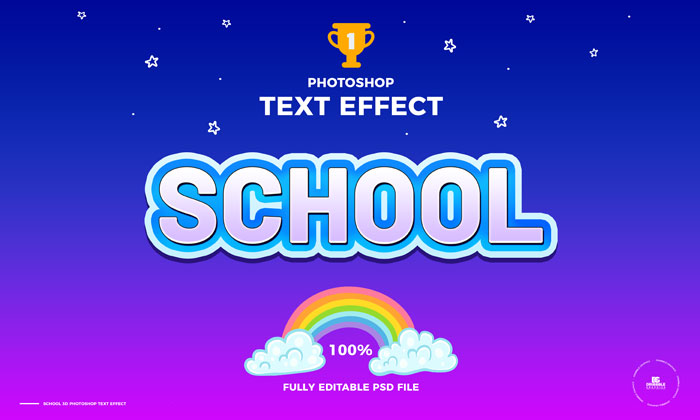 Free-School-Editable-3D-Photoshop-Text-Effect-300