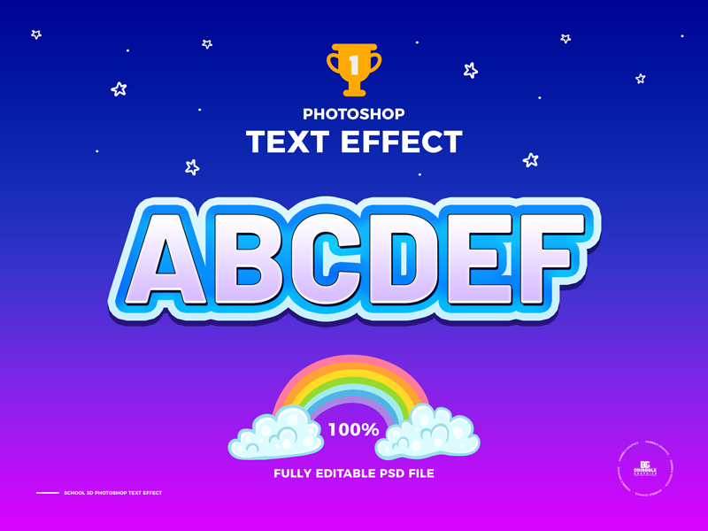 Free-School-Editable-3D-Photoshop-Text-Effect-600