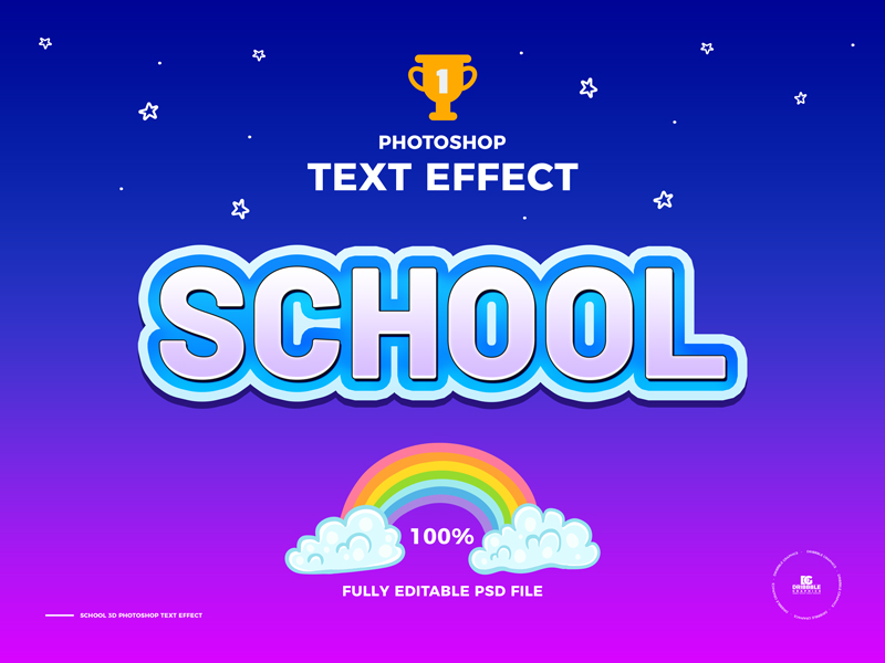 Free-School-Editable-3D-Photoshop-Text-Effect
