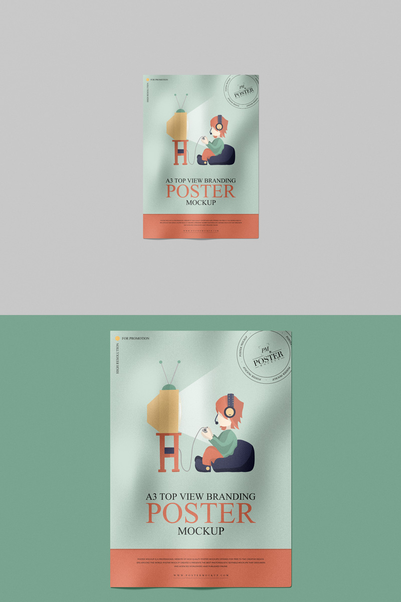 Free-A3-Wrinkled-Poster-Mockup