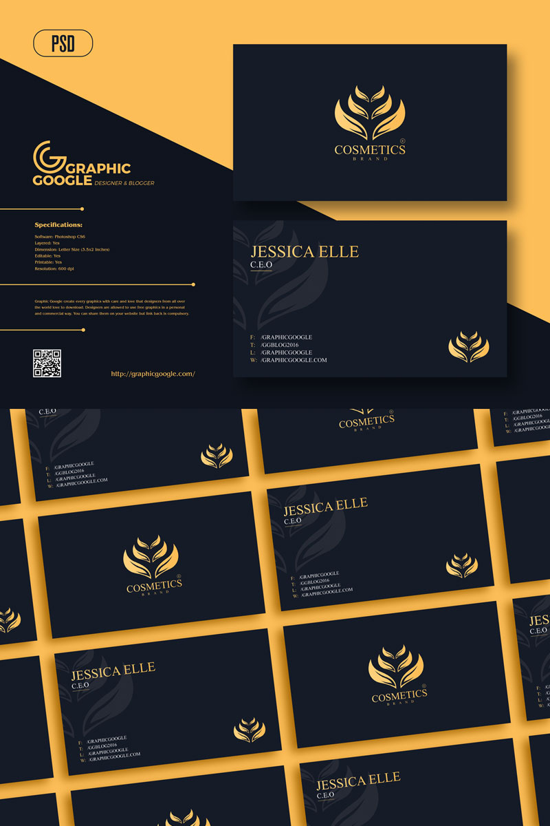 Free-Cosmetics-Brand-Business-Card-Template
