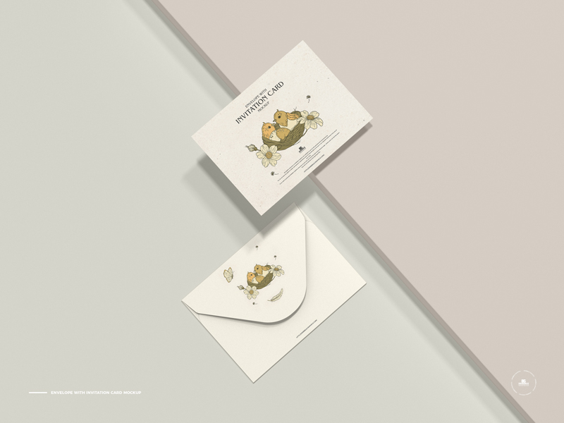 Free-Envelope-With-Invitation-Card-Mockup