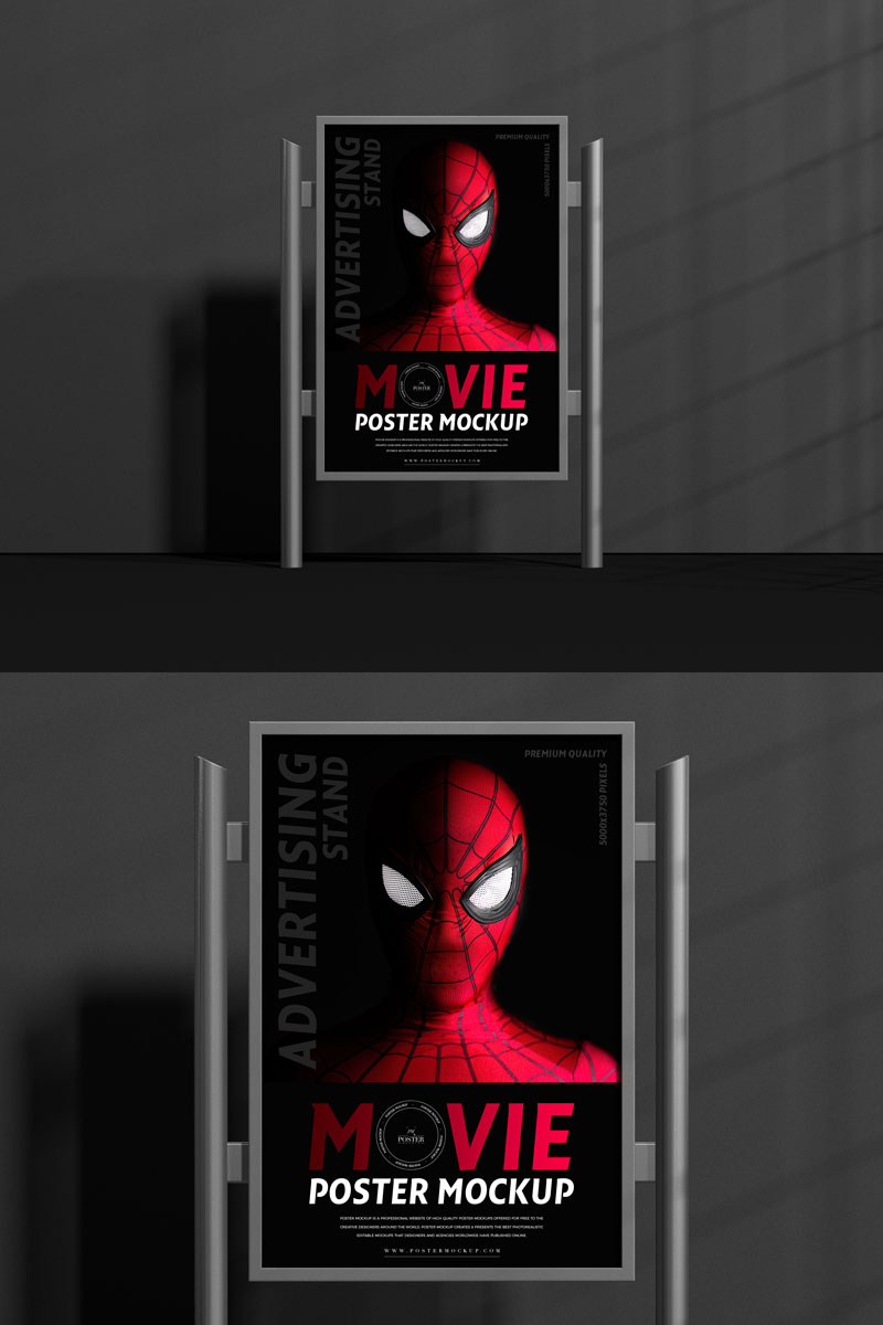 Free Display Movie Poster Mockup