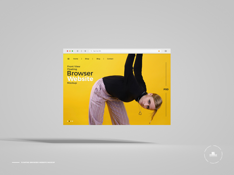 Free-Front-View-Floating-Browser-Website-Mockup