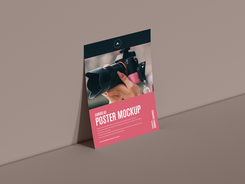 Free-Curved-A3-Poster-Mockup