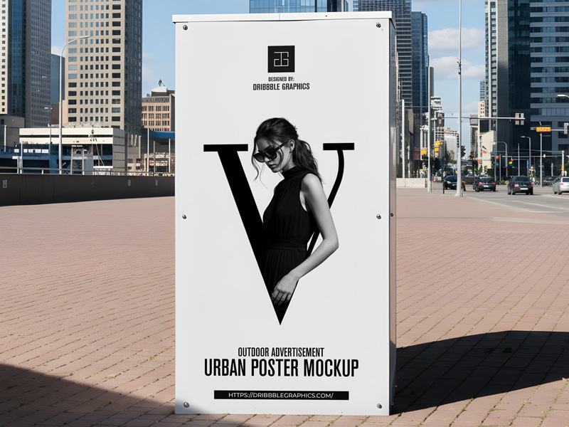 Free Realistic Urban Outdoor Advertising Mockup PSD-600