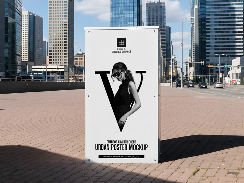 Free Realistic Urban Outdoor Advertising Mockup PSD