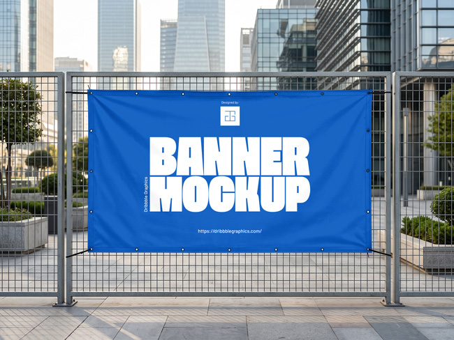 Free-Outdoor-Advertisement-Fabric-Fence-Banner-Mockup