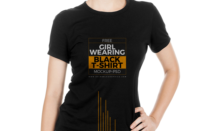 Download Free Girl Wearing Black T-Shirt Mock-up Psd | Dribbble ...