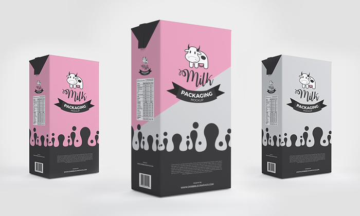 Download Free Milk Box Packaging Mockup | Dribbble Graphics