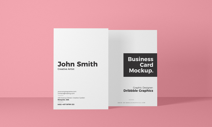 Free Vertical Front View Business Card Mockup | Dribbble Graphics