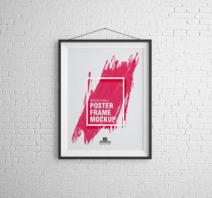 Free Bricks Wall Poster Frame Mockup PSD | Dribbble Graphics