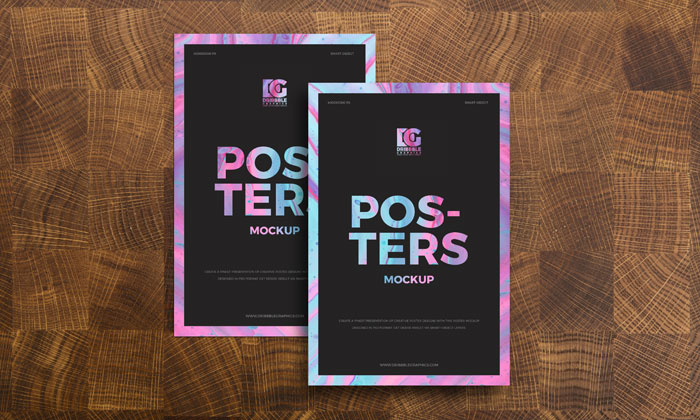 Free-Posters-on-Wooden-Background-Mockup-300