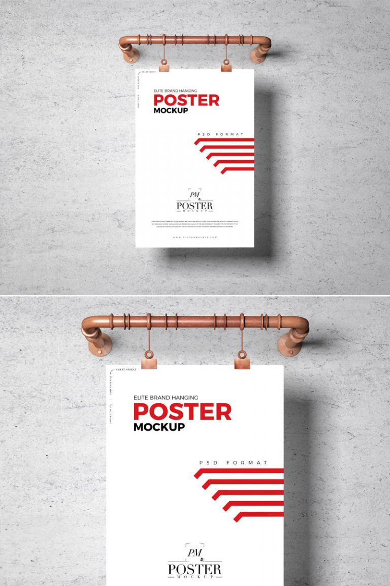 Download Free PSD Hanging Poster Mockup Template | Dribbble Graphics