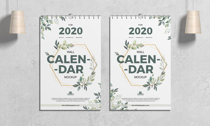 Download Free Wall Calendar Mockup Psd For 2020 Dribbble Graphics