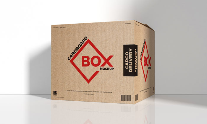 Download Free Cargo Delivery Cardboard Box Mockup | Dribbble Graphics