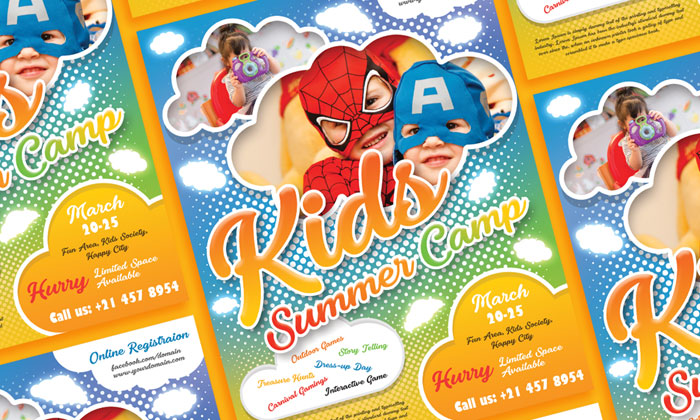 free kids summer camp flyer design template dribbble graphics free kids summer camp flyer design