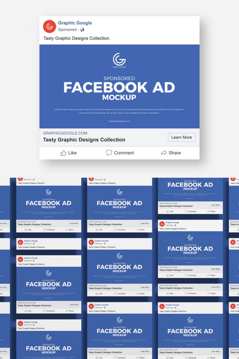 Free Facebook Ad Mockup With Template Dribbble Graphics