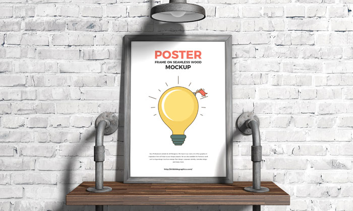 Free-Poster-Frame-on-Seamless-Wood-Mockup-300