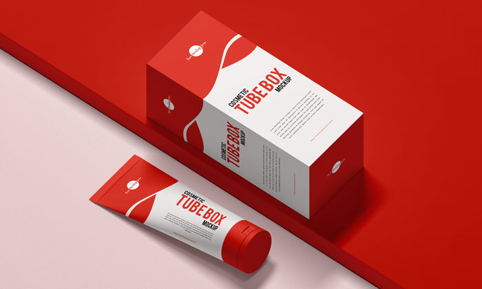 Download Free Cosmetics Tube With Box Mockup Psd Dribbble Graphics PSD Mockup Templates