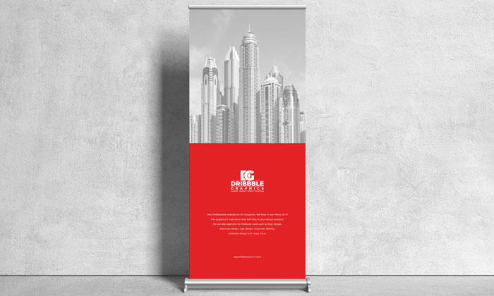 Download Free Front View Roll Up Stand Mockup Dribbble Graphics Yellowimages Mockups