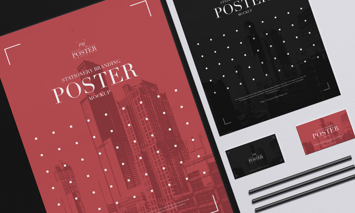 Download Free Top View Poster Stationery Mockup PSD | Dribbble Graphics