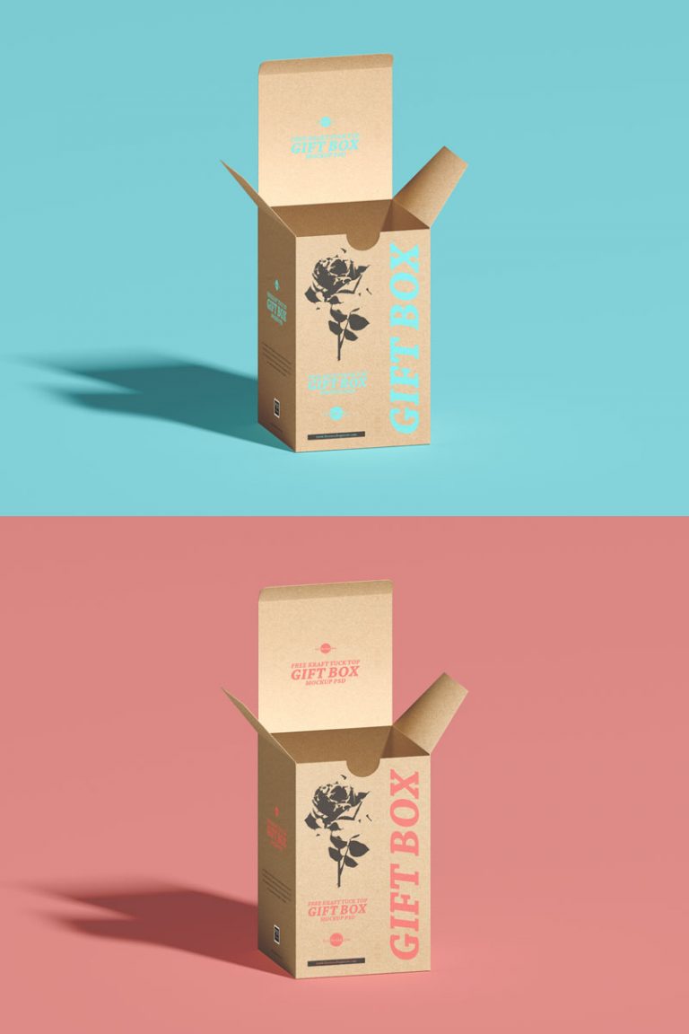 Download Free Craft Packaging Gift Box Mockup PSD | Dribbble Graphics