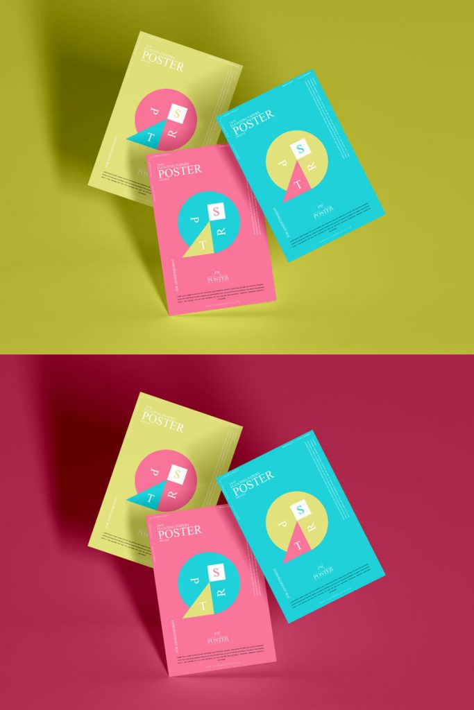 Download Free 3 Floating Papers Poster Mockup PSD | Dribbble Graphics