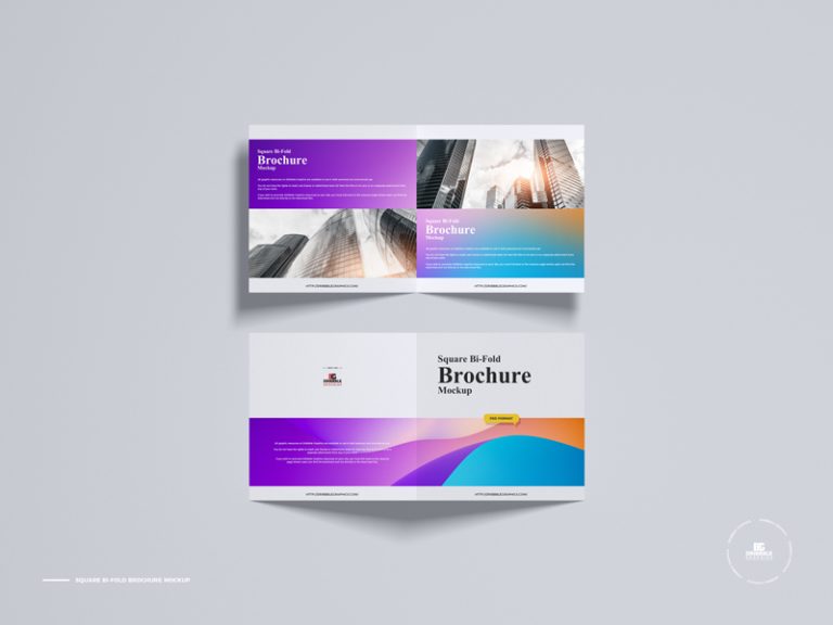 Free PSD Square Bi-Fold Brochure Mockup | Dribbble Graphics