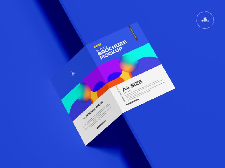 Free A4 Bi-Fold Brochure Mockup | Dribbble Graphics