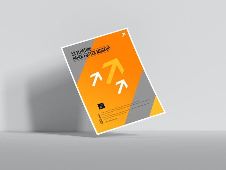 Free A3 Floating Paper Poster Mockup | Dribbble Graphics