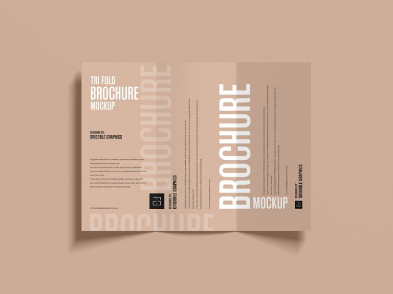 Free Top View Tri Fold Brochure Mockup | Dribbble Graphics