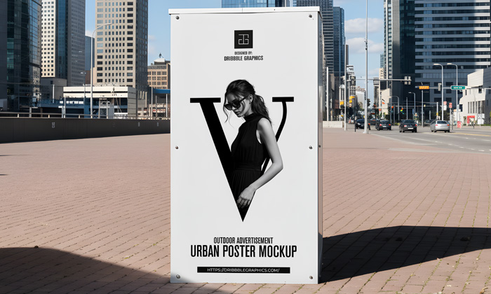Free Realistic Urban Outdoor Advertising Mockup PSD-300