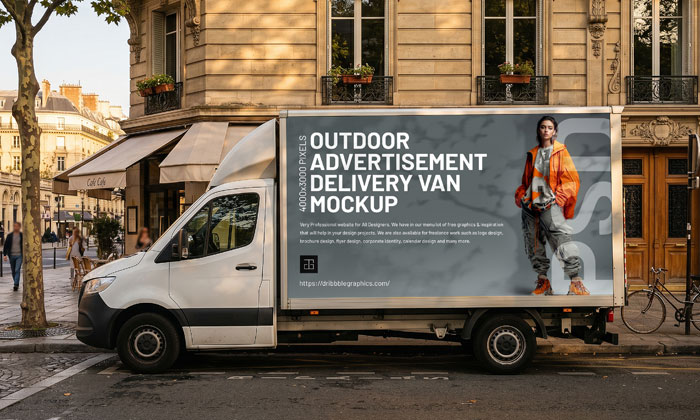 Free-Outdoor-Advertisement-Delivery-Van-Mockup-300